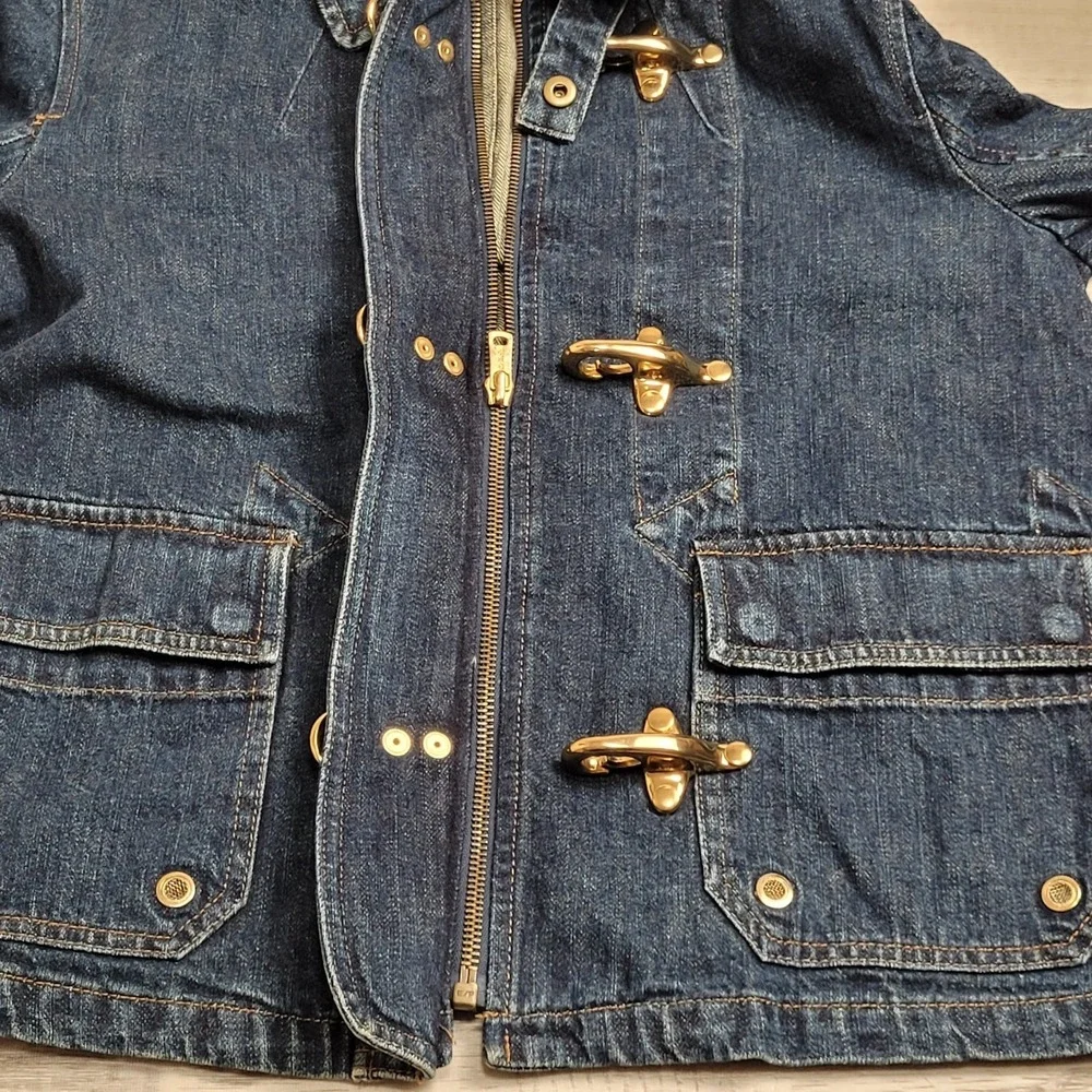 🐎Vintage Lauren Jeans Co Ralph Lauren Women M Blue Denim Fireman Jacket 90s Y2K - Picture 10 of 16